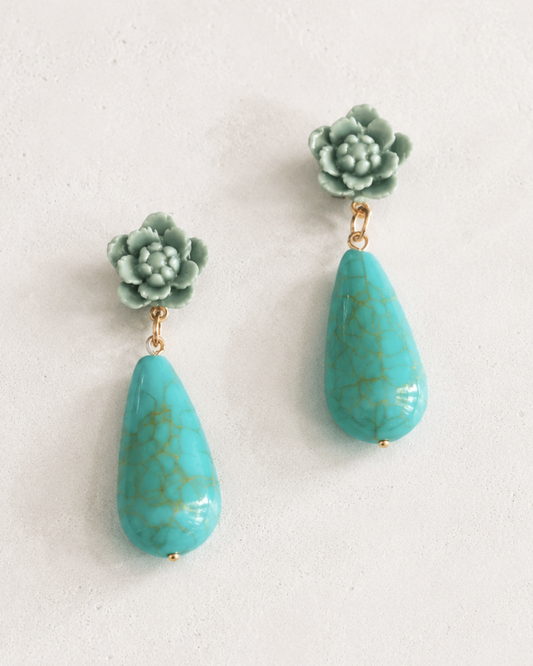 Pendientes azules y turquesa de invitada de boda, modelo Zia de Hanalima