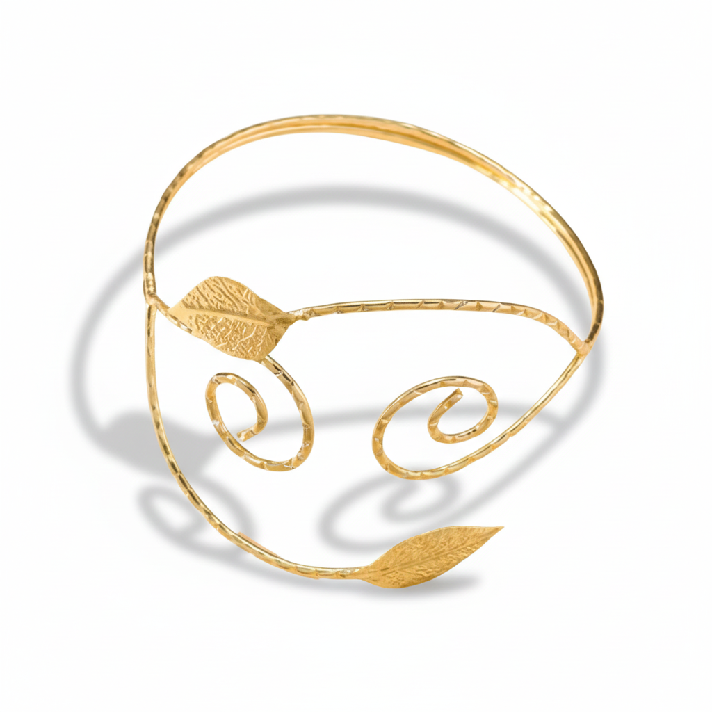 Brazalete Nora dorado artesanal acero inoxidable ajustable hecho a mano Espana Hanalima
